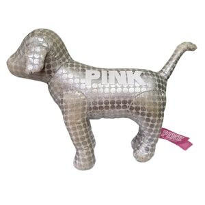 Victoria's Secret PINK Mini Dog Plush Metallic Silver Dots